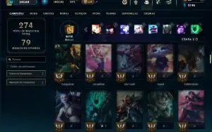 Unranked com 100 Champs e 43 Skins