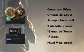 STEAM OLD 18 ANOS, MEDALHA DE 10 E 5 ANOS, 22 JOGOS
