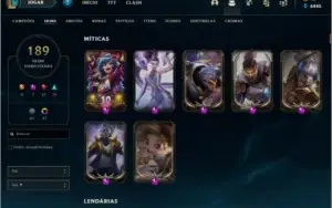 Conta Lol platina 2, 190 skins, 6 prestigio, 17 lendarias...