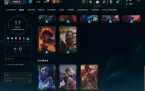 Platina 4 com 100 Champs e 17 Skins + 125 Essencias Miticas