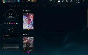 Platina 4 com 100 Champs e 17 Skins + 125 Essencias Miticas