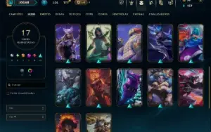 Platina 4 com 100 Champs e 17 Skins + 125 Essencias Miticas
