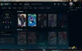 Conta Platina IV com TODOS os campeões, 53 skins 2 ultimates