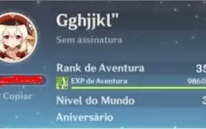 Conta Klee Genshin Impact (Não Funciona em Ps4)