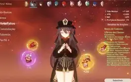 Hu tao + Báculo + Zhongli + 2 T5 + Arma Falcão
