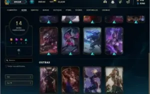 Conta diamante 4 com 14 skins e 40 champs