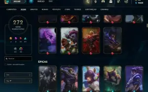 Ouro 4 com TODOS os champs e 272 Skins + 8 Prestigios