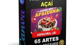 Pack Canva Açaí - 65 Artes Editáveis