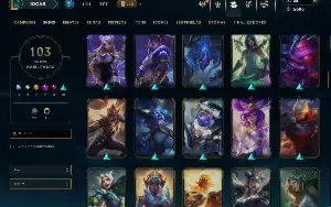 Unranked com TODOS os champs e 103 Skins ( JG / MID / ADC )