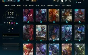 Unranked com TODOS os champs e 103 Skins ( JG / MID / ADC )