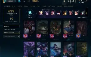 Unranked com TODOS os champs e 103 Skins ( JG / MID / ADC )