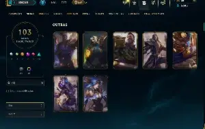Unranked com TODOS os champs e 103 Skins ( JG / MID / ADC )