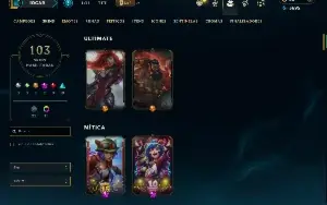Unranked com TODOS os champs e 103 Skins ( JG / MID / ADC )