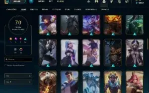 Conta Diamante 3 com 72 Champs e 70 Skins + 15 Cromas