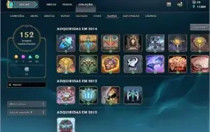 Conta de LoL Full champ Platina V