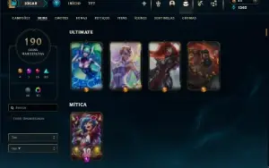 Diamante 3 com TODOS os champs e 190 Skins ( ADC / MID )