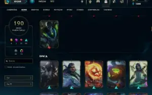 Diamante 3 com TODOS os champs e 190 Skins ( ADC / MID )