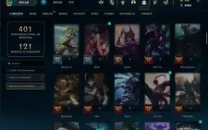 conta diamante lol 100 skins.