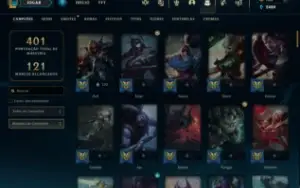 conta diamante lol 100 skins.