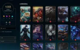 conta diamante lol 100 skins.