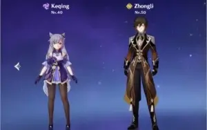 Conta Genshin Impact AR32 Zhongli e Keqing