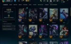 Unranked com 50 Champs e 14 Skins