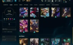Unranked com 50 Champs e 14 Skins