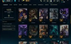 Unranked com 50 Champs e 14 Skins