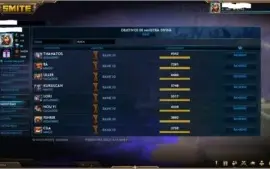 Conta smite, lvl 160, 6 skins T5, + de 1.185 skins, 3xmestre