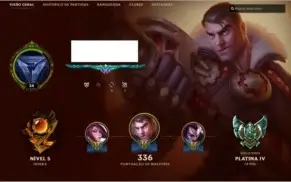 Conta Platina 4 LoL com 103 skins