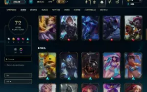Unranked com 90 Champs e 72 Skins ( ADC / MID / JG )