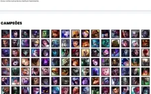 Conta Ouro 3 com 109 Champs e 112 Skins + 600 RP