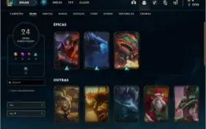 Conta platina 4 com 24 skins e 80 champs