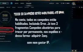 CONTA DOS SONHOS LEAGUE OF LEGENDS