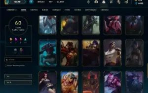 Conta ouro 4 com 65 Champs e 60 Skins + 8 Cromas