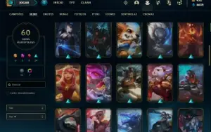 Conta ouro 4 com 65 Champs e 60 Skins + 8 Cromas