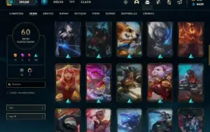 Conta ouro 4 com 65 Champs e 60 Skins + 8 Cromas