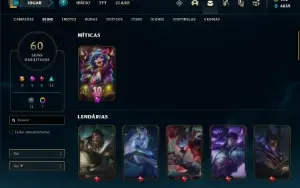 Conta ouro 4 com 65 Champs e 60 Skins + 8 Cromas