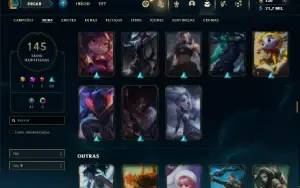 Ouro 3 com TODOS os champs e 145 Skins ( JG / TOP )