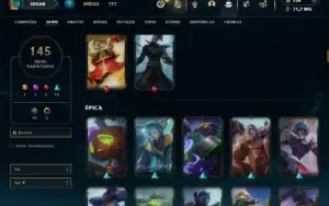 Ouro 3 com TODOS os champs e 145 Skins ( JG / TOP )