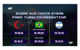 Migre Sua Conta Steam Para A Turquia E Argentina