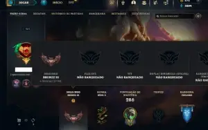 Bronze 3 com 130 champs e 75 Skins + 4 Fragmentos
