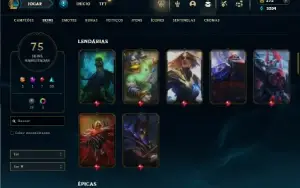 Bronze 3 com 130 champs e 75 Skins + 4 Fragmentos