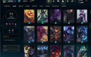 Bronze 3 com 130 champs e 75 Skins + 4 Fragmentos