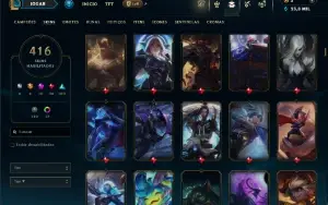 Unranked com TODOS os champs e 416 Skins + 9 Prestigios