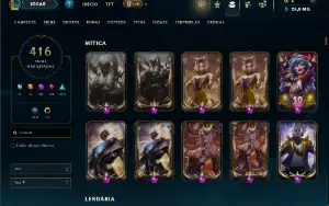 Unranked com TODOS os champs e 416 Skins + 9 Prestigios