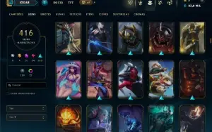 Unranked com TODOS os champs e 416 Skins + 9 Prestigios