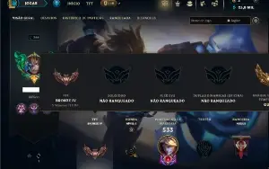 Unranked com TODOS os champs e 416 Skins + 9 Prestigios