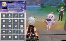 Genshin Impact Dehya+Bis, Ayaka e Baculo das areias escarlat