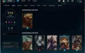 Conta d1, com icone de desafiante e 228 skins